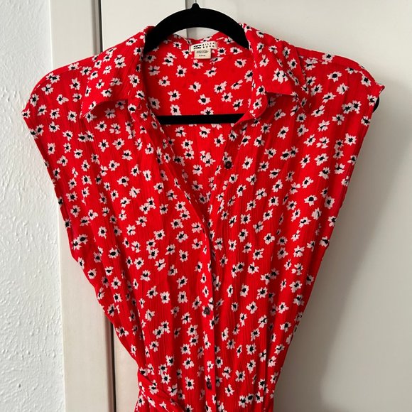 Billabong Women's Red Button Up Little Flirt Maxi Dress Sleeveless Floral Small - Picture 6 of 12